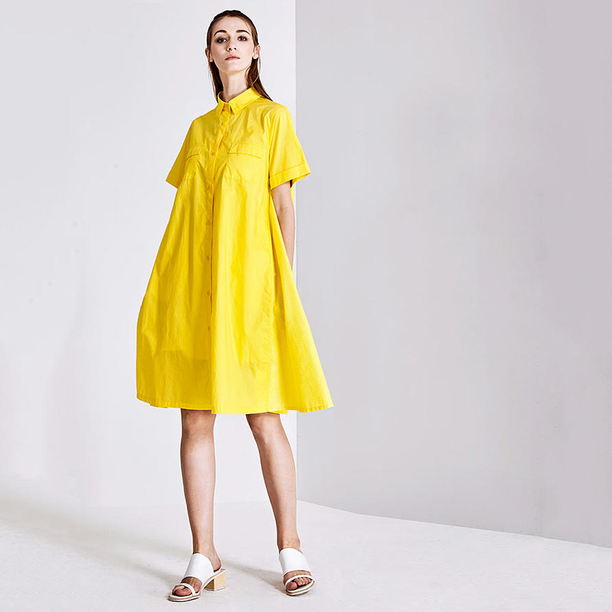 OEM Yellow Short Sleeve Casual Dress