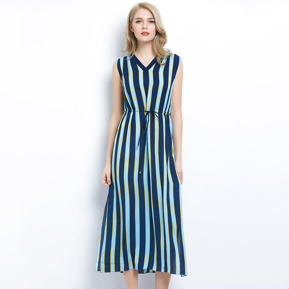 OEM Sleeveless Striped Dresses For Women