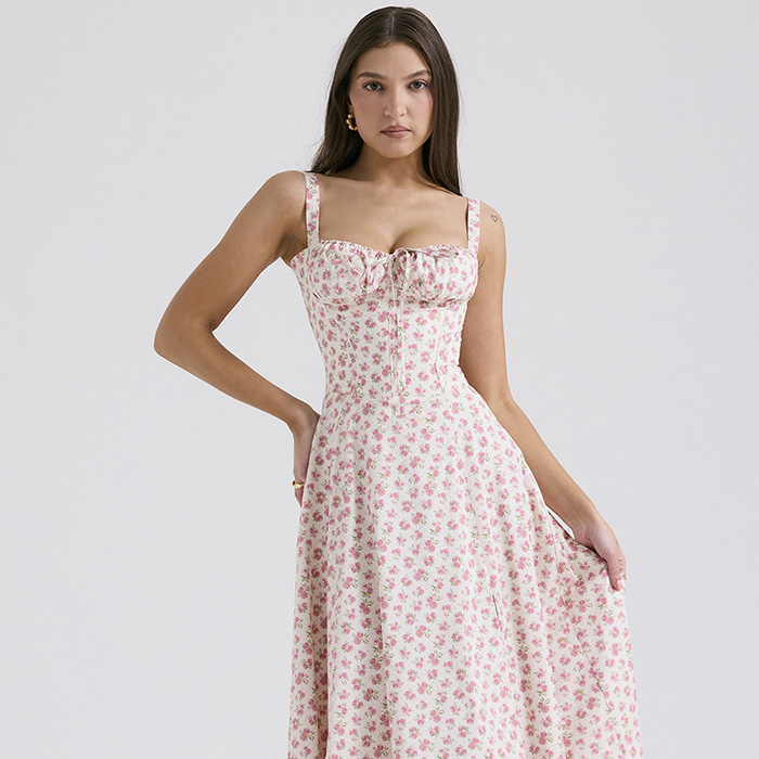 Custom Summer Suspenders Boho Midi Dresses